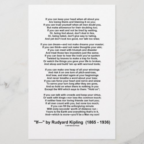 If_ Poem by Rudyard Kipling No Kipling Picture