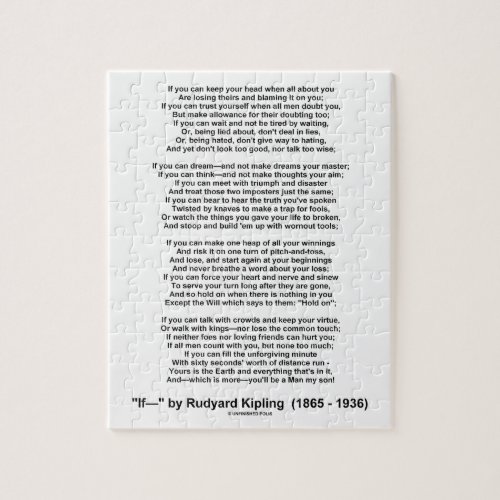 If_ Poem by Rudyard Kipling No Kipling Picture Jigsaw Puzzle