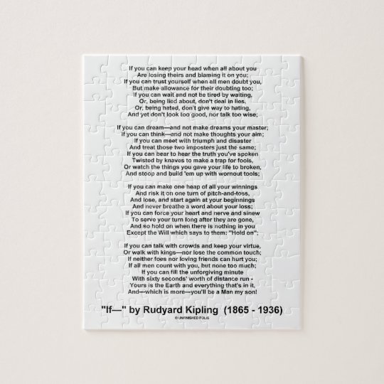 If- Poem by Rudyard Kipling (No Kipling Picture) Jigsaw Puzzle | Zazzle.com