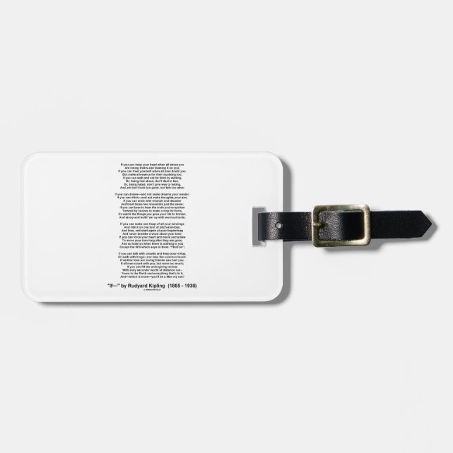 If- Poem by Rudyard Kipling (No Kipling Picture) Luggage Tag (Front Horizontal)