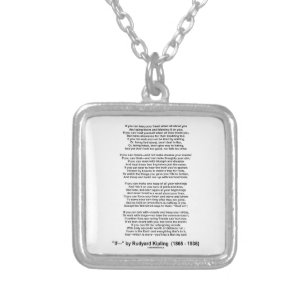 If- Poem by Rudyard Kipling (No Kipling Picture) Silver Plated Necklace