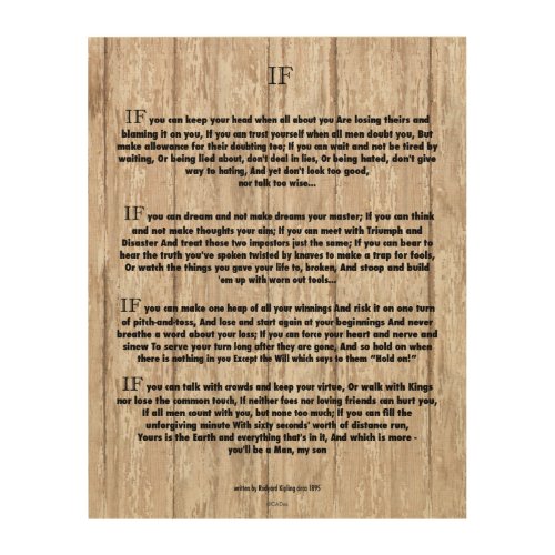 IF Poem by Rudyard Kipling on Wood Panel 11x14