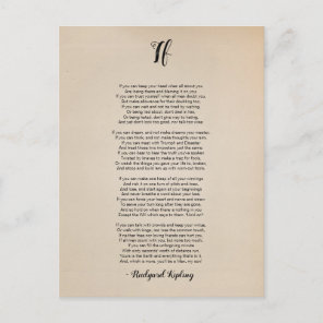 If Poem by Rudyard Kipling Vintage Postcard