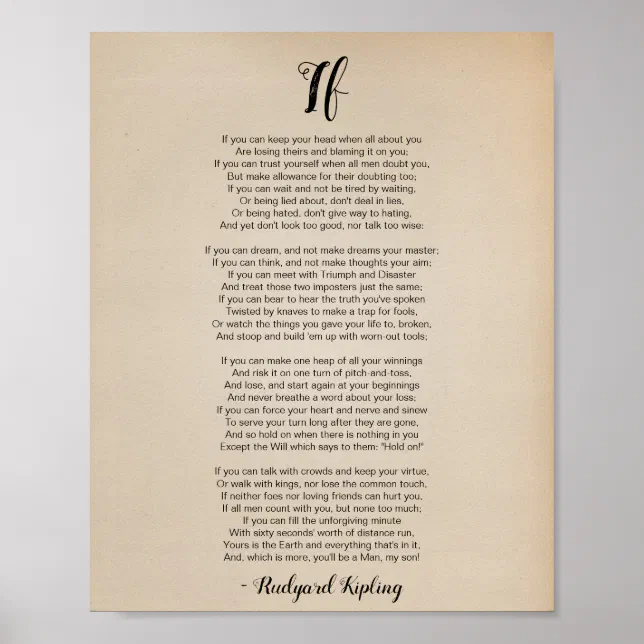 if-poem-by-rudyard-kipling-vintage-poster-zazzle for If By Rudyard Kipling Free Printable If Poem by Rudyard Kipling Vintage Poster | Zazzle for If By Rudyard Kipling Free Printable