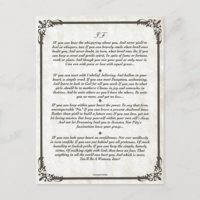 If Poem for girls. Postcard (Front)