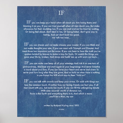 IF Quote by Rudyard Kipling 1895 on Denim