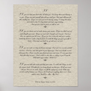 IF Quote by Rudyard Kipling 1895 on Parchment Poster