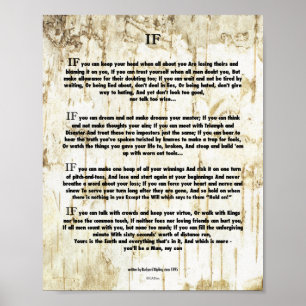 IF Quote by Rudyard Kipling 1895 on Tree Bark Poster