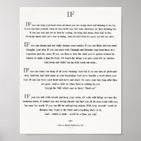 IF Quote by Rudyard Kipling 1895 on White Linen