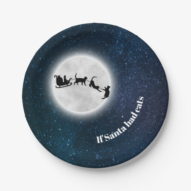 If Santa had cats funny Christmas Holiday Ceramic  Paper Plates (Front)