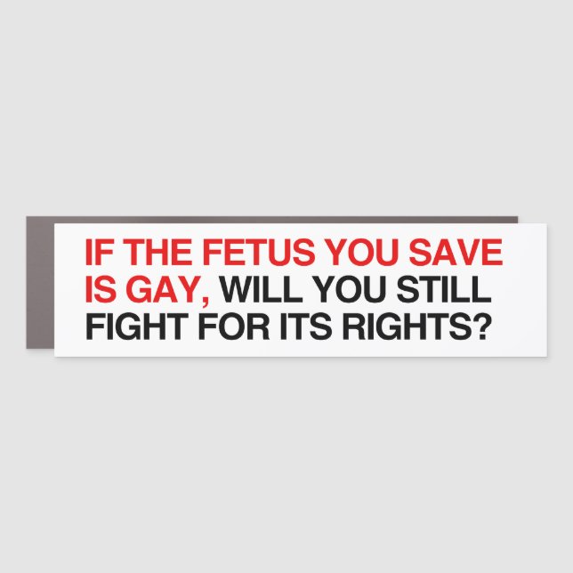 If the fetus you save is gay car magnet (Front)