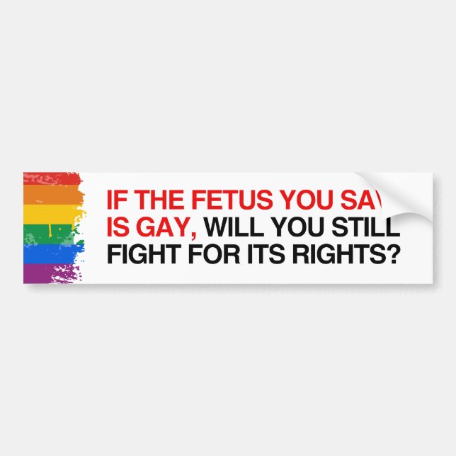 IF THE FETUS YOU SAVE IS GAY WILL YOU STILL FIGHT  BUMPER STICKER (Front)