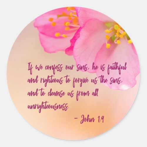 If We Confess Christian Floral Inspirational Classic Round Sticker