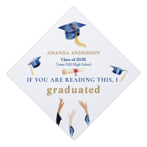 If you are reading this funny hats off tessel grad graduation cap topper