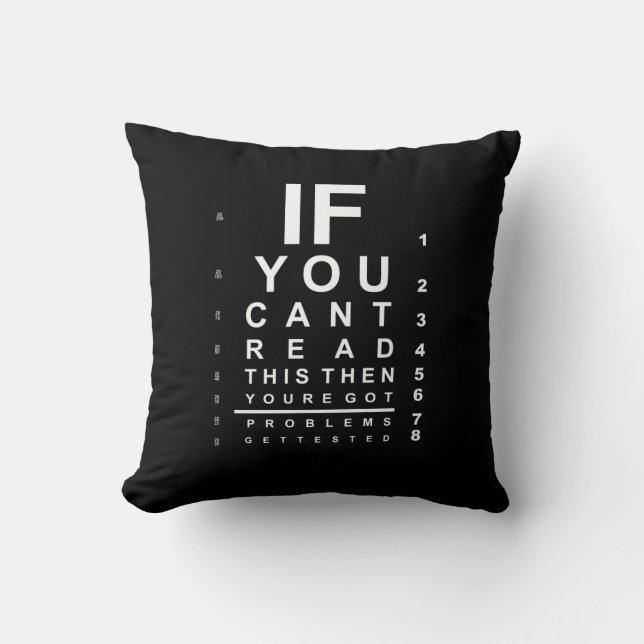 If you can read this eye test chart - Dark Throw Pillow (Front)