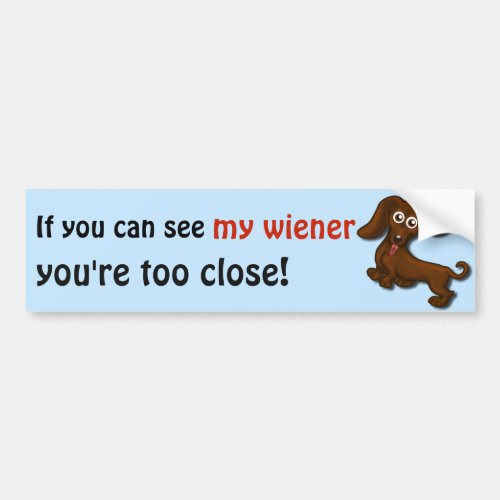 If you can see my wiener funny dachshund bumper sticker