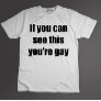If You Can See This Youre Gay Sarcastic Gays T-Shirt