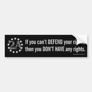 If You Can't Defend Your Rights 2nd Admendment 2A Bumper Sticker