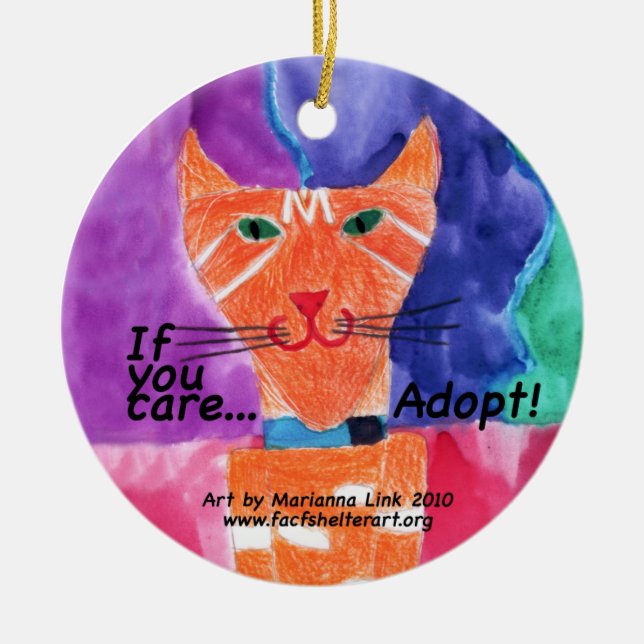 If you care....adopt! ceramic ornament (Front)