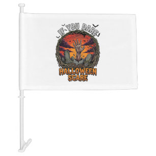 If You Dare Halloween Scare Zombie Hand Tombstone_ Car Flag
