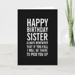 If You Fall Sister Funny Happy Birthday Card at Zazzle