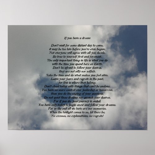 If You have a Dream Poem Poster