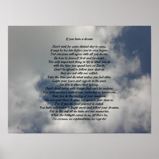 If You have a Dream Poem Poster | Zazzle