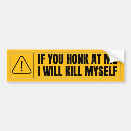If You Honk At Me I Will Kill Myself Funny Meme Bumper Sticker