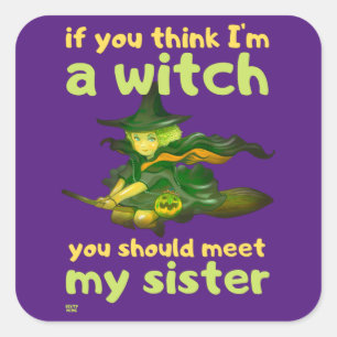 "IF YOU THINK I'M A WITCH..." funny       Square Sticker