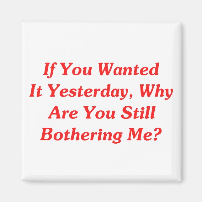 If You Wanted It Yesterday Magnet (Front)