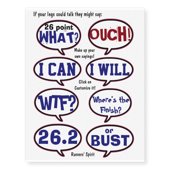 If Your Runner's Legs Could Talk - Funny Temporary Tattoos (Front)