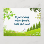 If you're happy and you know it joke trees postcard