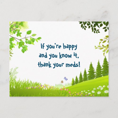 If youre happy and you know it joke trees postcard