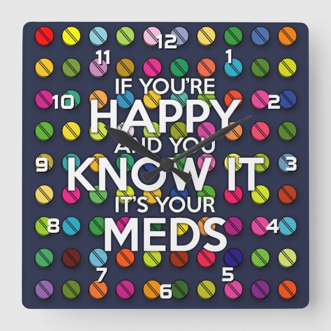 IF YOU'RE HAPPY AND YOU KNOW IT SQUARE WALL CLOCK (Front)