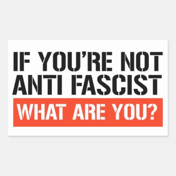 If You're Not Anti Fascist What Are You? Rectangular Sticker by Politicaltshirts at Zazzle