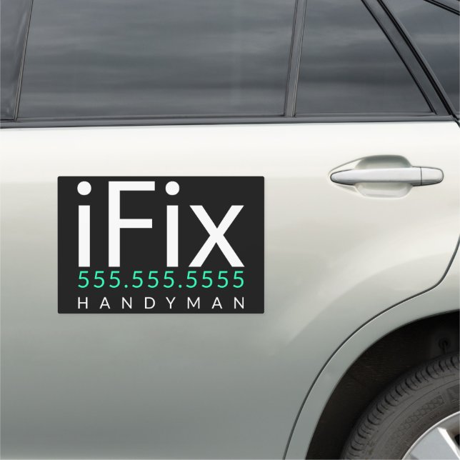 iFix Handyman Carpenter Mechanic Advertising Car Magnet (In Situ)