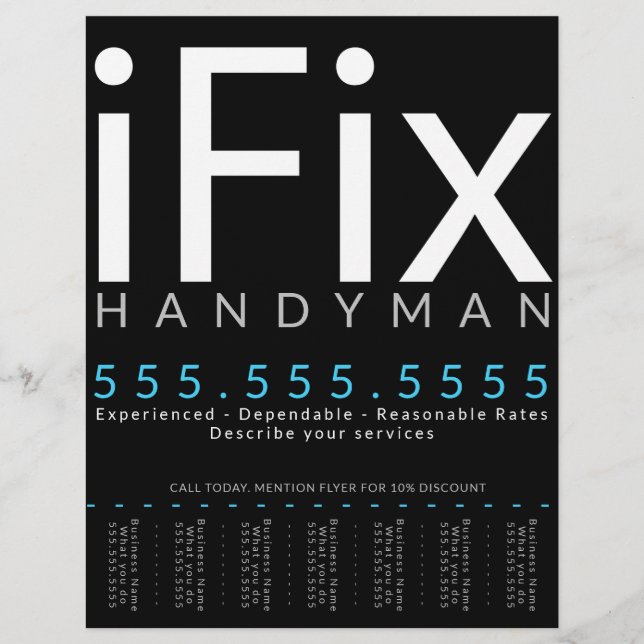 iFix. Handyman Repair Business Customizable Flyer (Front)