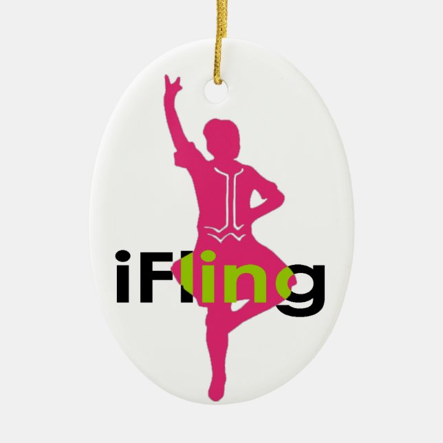 iFling Highland Dancer Ceramic Ornament (Front)