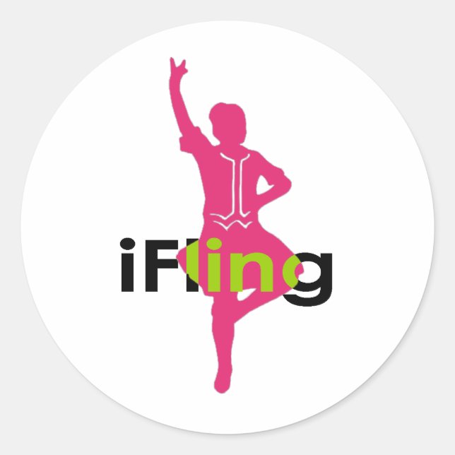 iFling Highland Dancer Classic Round Sticker (Front)