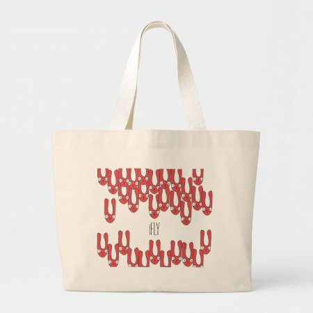 Ifly - Falling Rabbits With Long Ears Large Tote Bag