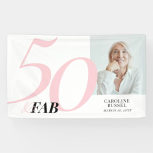 ifty and Fabulous Pink Bold Birthday Party Banner