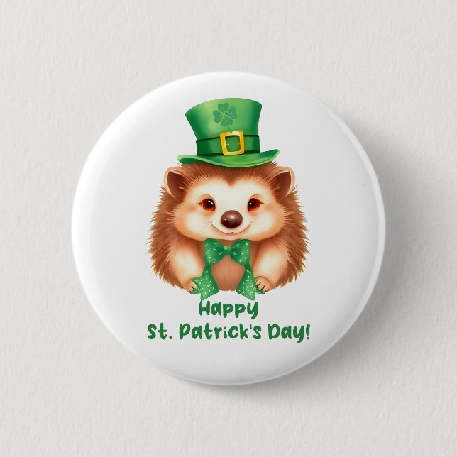 Igel Gráinneog Happy St Patricks Day Button (Front)