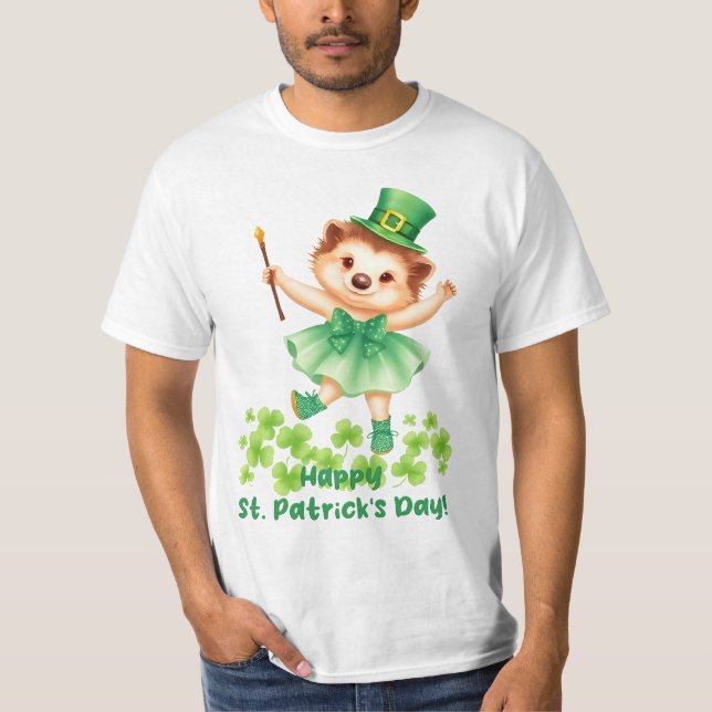 Igel Igelin Gráinneog Happy St. Patricks Day T-Shirt (Front)