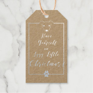 Iggy Little Christmas Cute Fun Greyhound Elegant Foil Gift Tags
