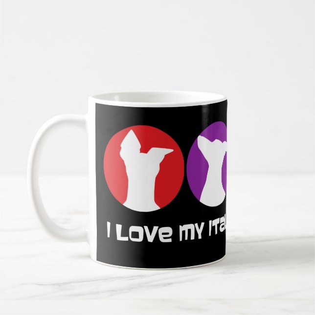 Iggy Style Retro I Love My Italian Greyhound Mug (Left)