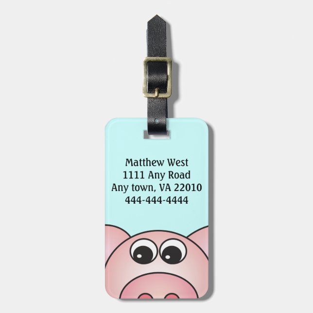 Iggy the Pig Bag Tag (Front Vertical)