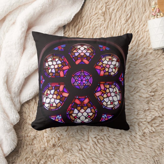 Iglesia del Valle Rosary Window Throw Pillow (Blanket)