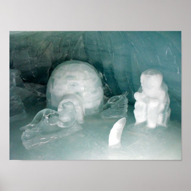 Igloo and Eskimo in ice Poster (Front)