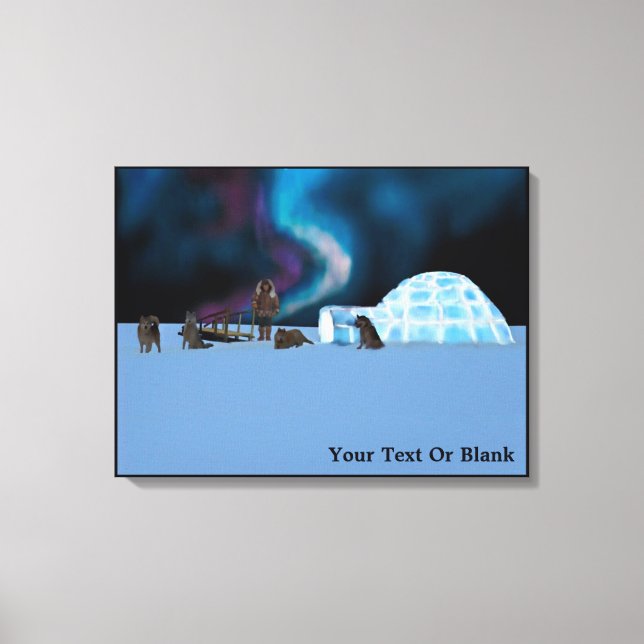 Igloo and Northern Lights Canvas Print (Front)