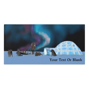 Igloo and Northern Lights Door Sign